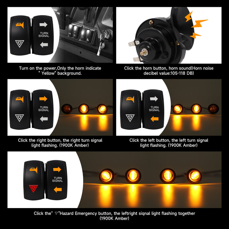 Plug and Play Turn Signal Horn Kit for Polaris Can-Am Kawasaki UTV Universal