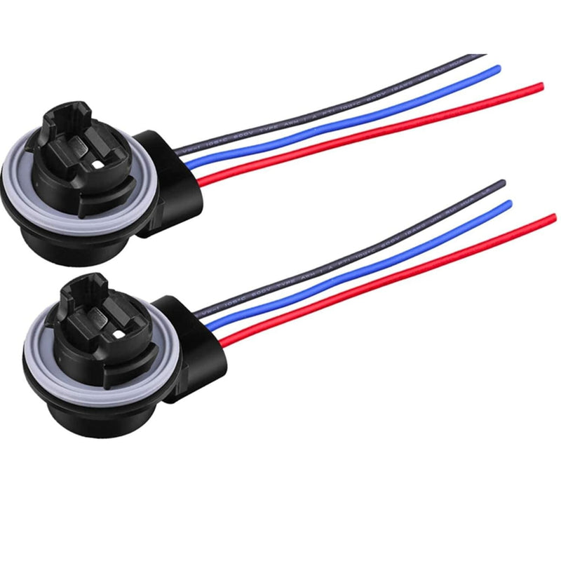 2pc 3157 4157 Bulb Socket Pig Tail Harness Wire Plug for Turn Signal Brake Light