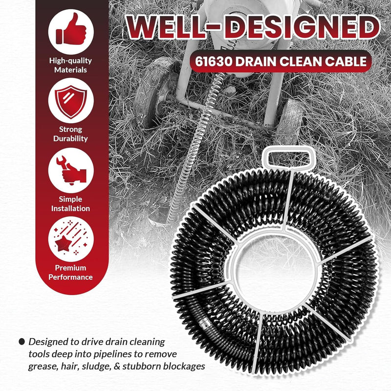 61630 Sectional Drain Cleaning Cable Kit Replace for RIDGID A-62 7/8" Cable Kit