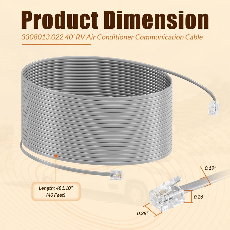3308013.022 40' RV Air Conditioner Communication Cable for Dometic Multi-Zone