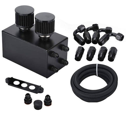 DURAFORCE Oil Catch Can 4 Port -10AN with Hoses for Honda Civic Acura Integra