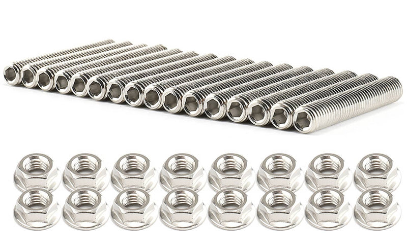 16pcs Stainless Steel Exhaust Manifold Stud Nuts Set for Ford 4.6L 5.4L V8