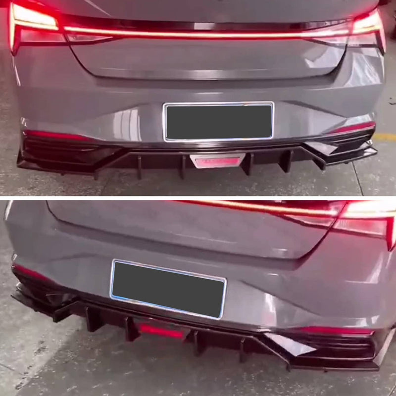 DURAFORCE Rear Bumper Diffuser LED Brake Light Gloss Black for Hyundai Elantra 2021-23