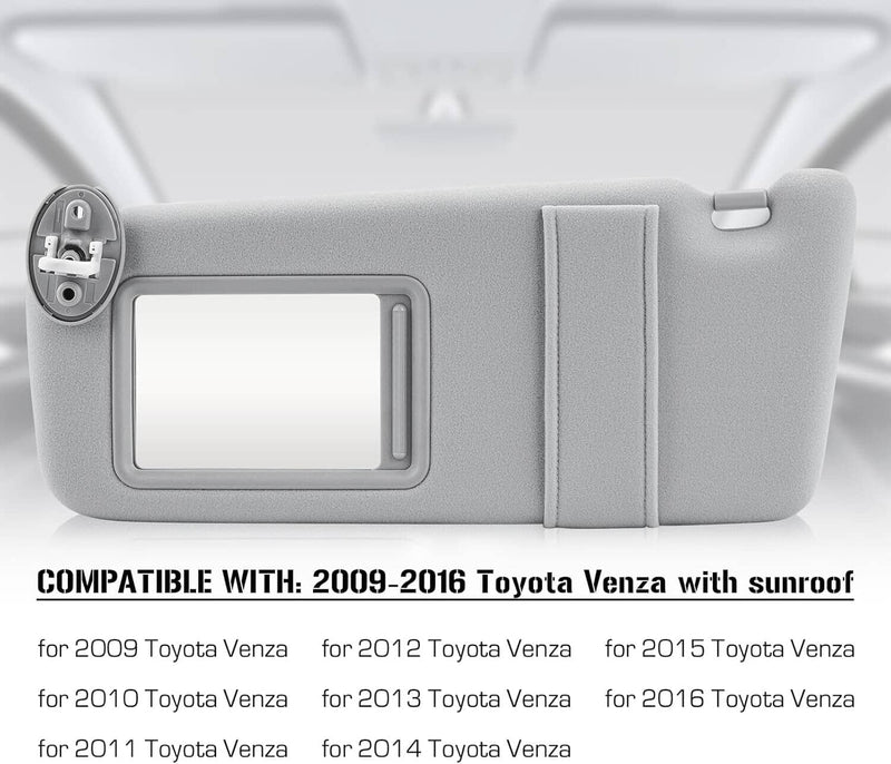 74320-0T022-B1 Left Driver Side Sun Visor w/Sunroof for Toyota Venza 2009-2016