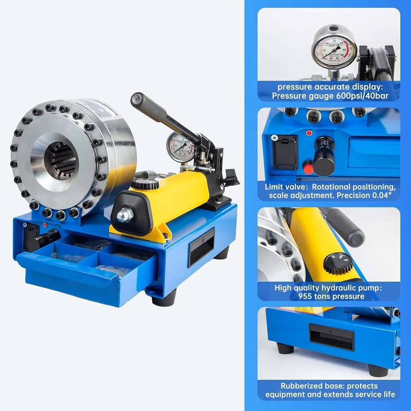 5600KN Hydraulic Hose Crimper Pipe Clamping Machine with 8 Sets Dies 10mm-30mm