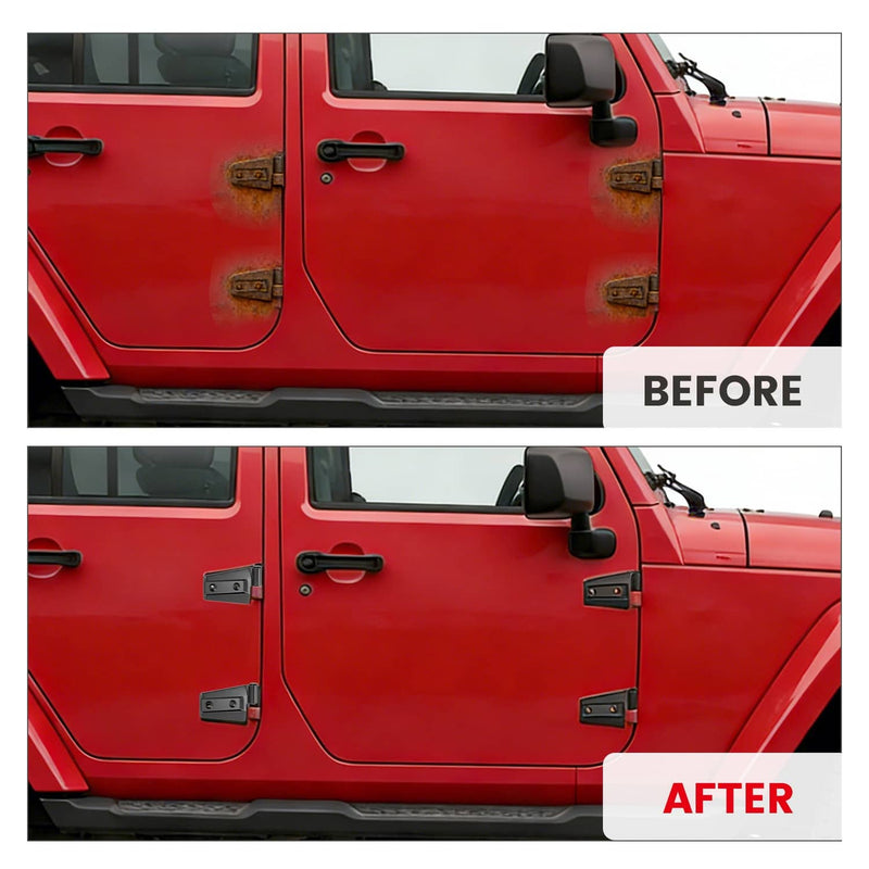 DURAFORCE Door Hinge Replacement Set Black Powder Coat for Jeep Wrangler JK 07-2018 16PCS