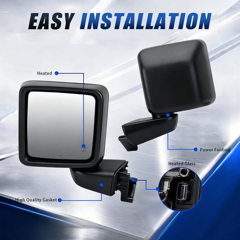 Pair Left & Right Power Heated Mirror for 2018-2024 Jeep Gladiator Wrangler JL