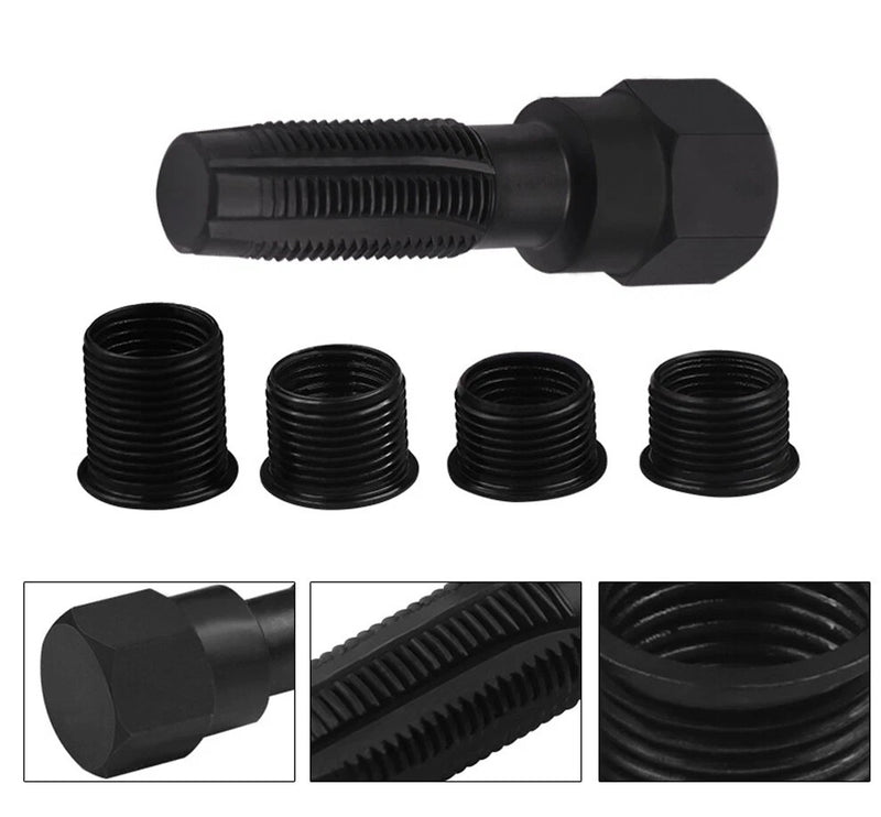14mm Spark Plug Rethread Thread Repair Kit Helicoil Reamer Tap Tool w/ 4 Inserts