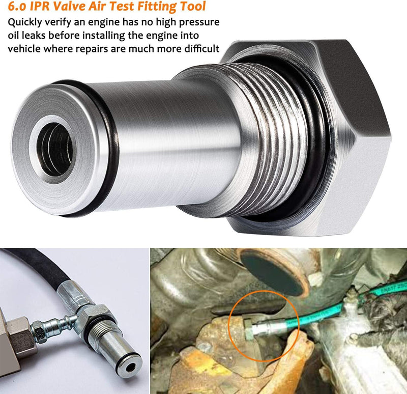 6.0 IPR Valve Socket Air Test Fitting Tool Fuel Rail Adapters for Ford 6.0L