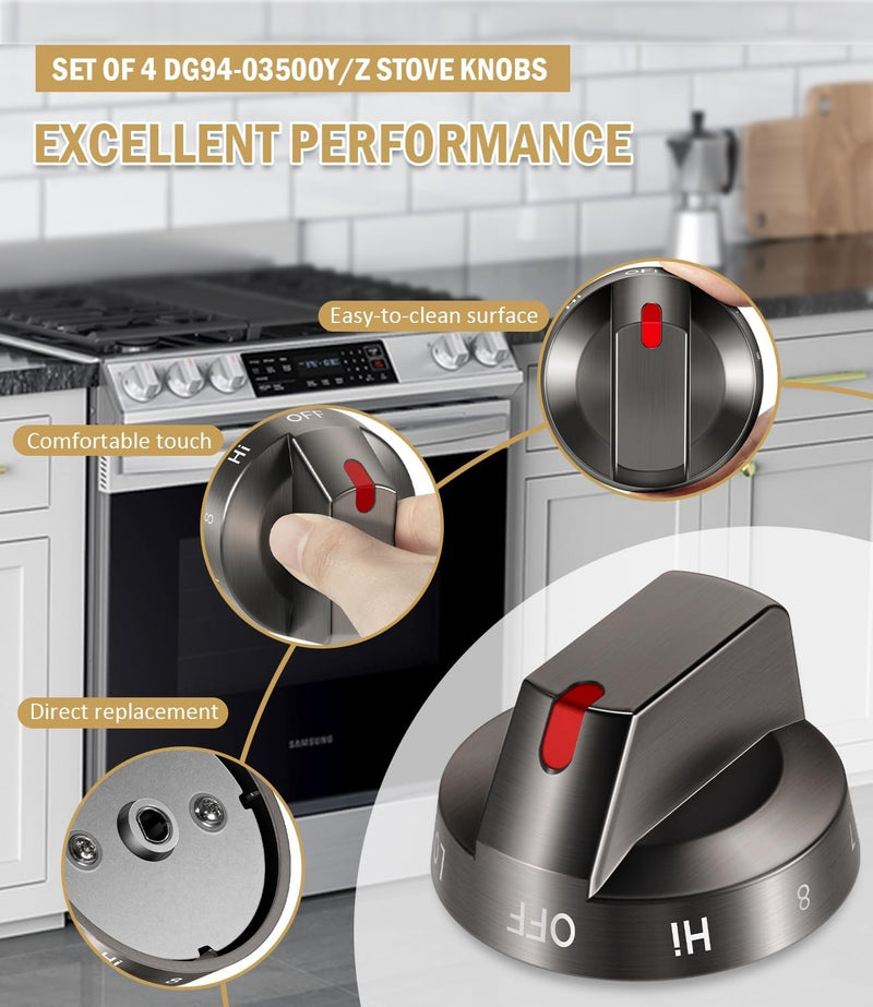 DG94-03500A/Z Stove Knob Kit for Samsung NE63T8111SG/AA NE63T8311SG/AA 4PCS