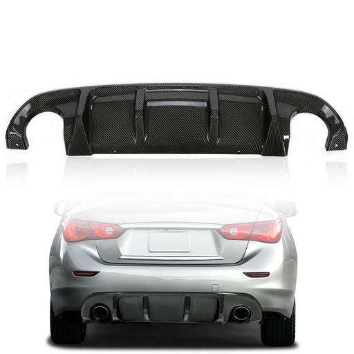 DURAFORCE Rear Lip Bumper Diffuser Wing for Infiniti Q50 2014-2017 Carbon Fiber Style
