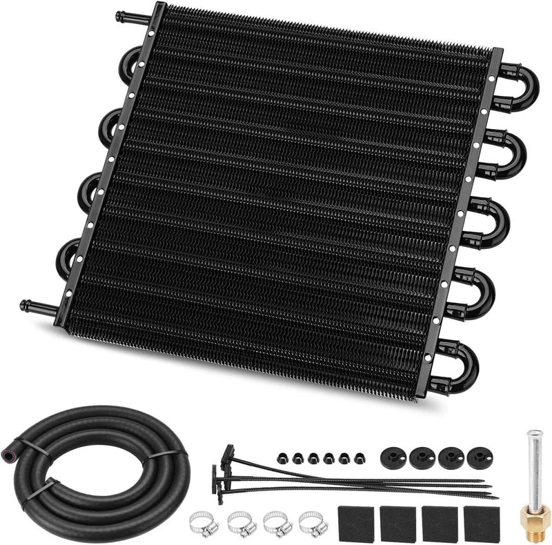 10 Rows Universal Aluminum Remote Transmission Oil Cooler Radiator Converter Kit