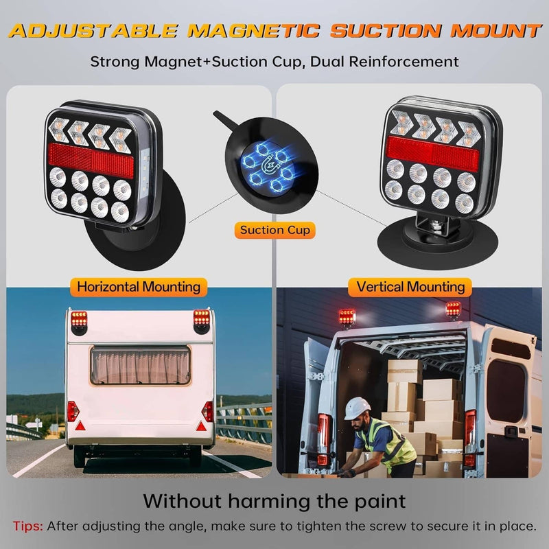Wireless Magnetic Trailer Light Kit Rechargeable LED Tail Light for Trailer