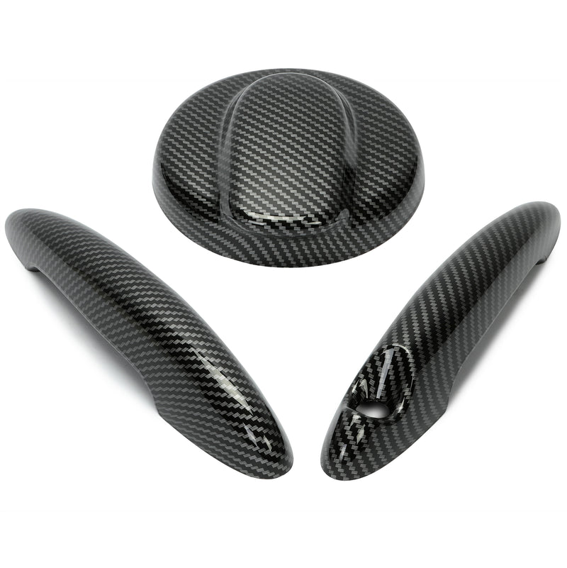 Carbon Style Door Handle Covers Gas Tank Cap for MINI Cooper S R50 R55 R56 06-14