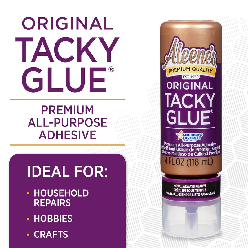 Aleene's Original Tacky Glue 4 Fl Oz Premium All Purpose Adhesive 3 Pack