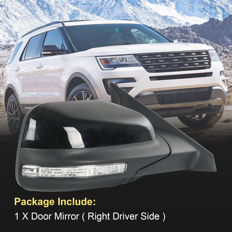 FO1321554 Door Mirror for Ford Explorer 2012-2019 Passenger Black