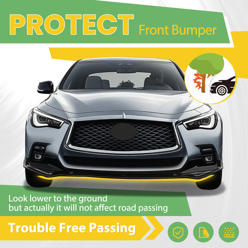 Gloss Black PP Front Bumper Lip Chin Splitter for Infiniti Q50 Sport 18-24 3PC
