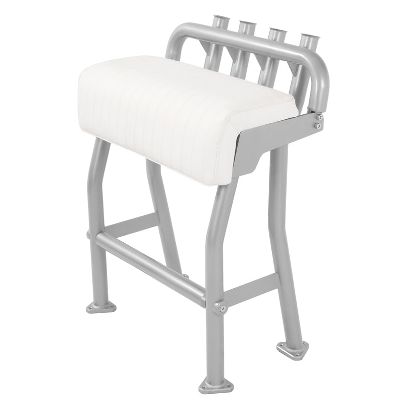 29" Silvery T Top Pro Leaning Post Boat Seat S Size Long Cushion w/4 Rod Holders