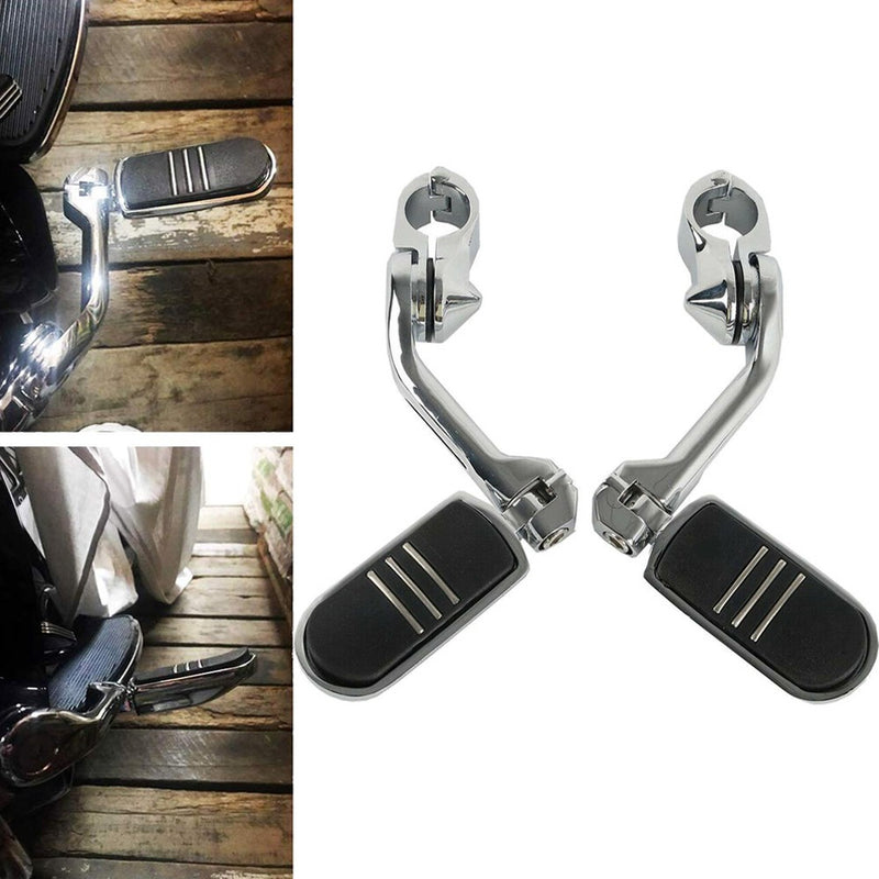 Chrome Long Highway Foot Pegs 1.25" Bars Fit for Harley Road King Street Glide