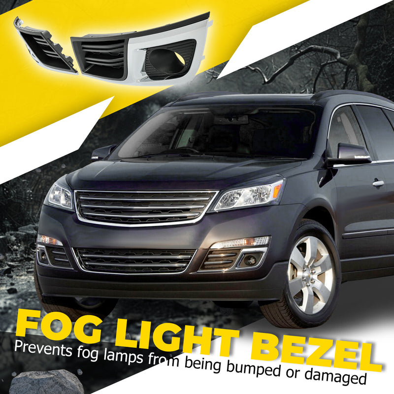 Fog Light Cover Bezel Trim for Chevy Traverse 2013-2017 Left Right Black Chrome