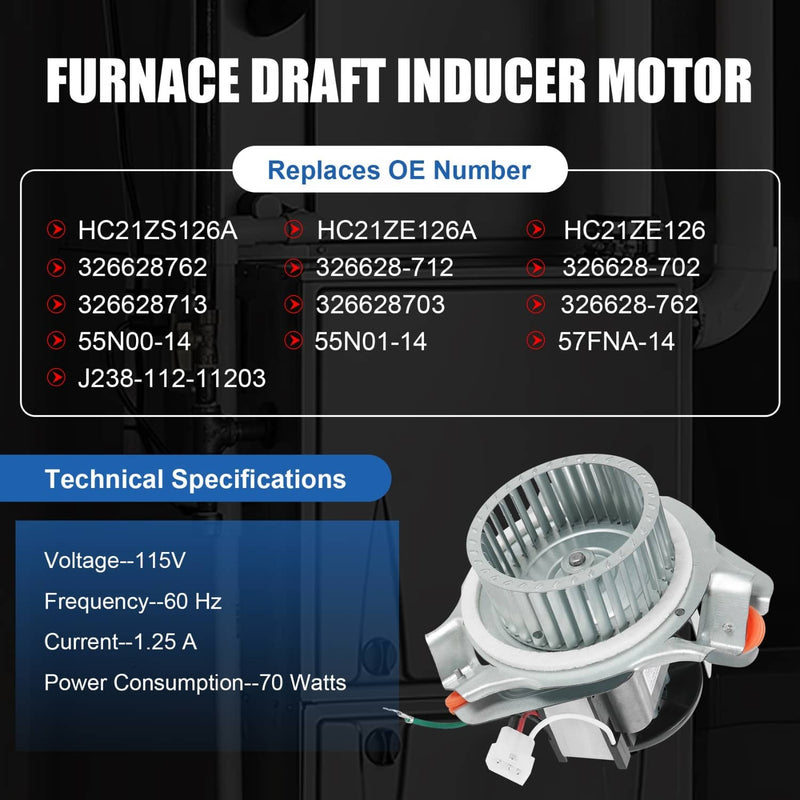HC21ZE126A 326628-762 Furnace Draft Inducer Motor Assembly for Carrier Bryant Pa