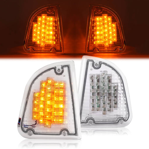 DURAFORCE Clear LED Turn Signal Lights for Kenworth KW K300 T300 T330 T600 86-08 Pair