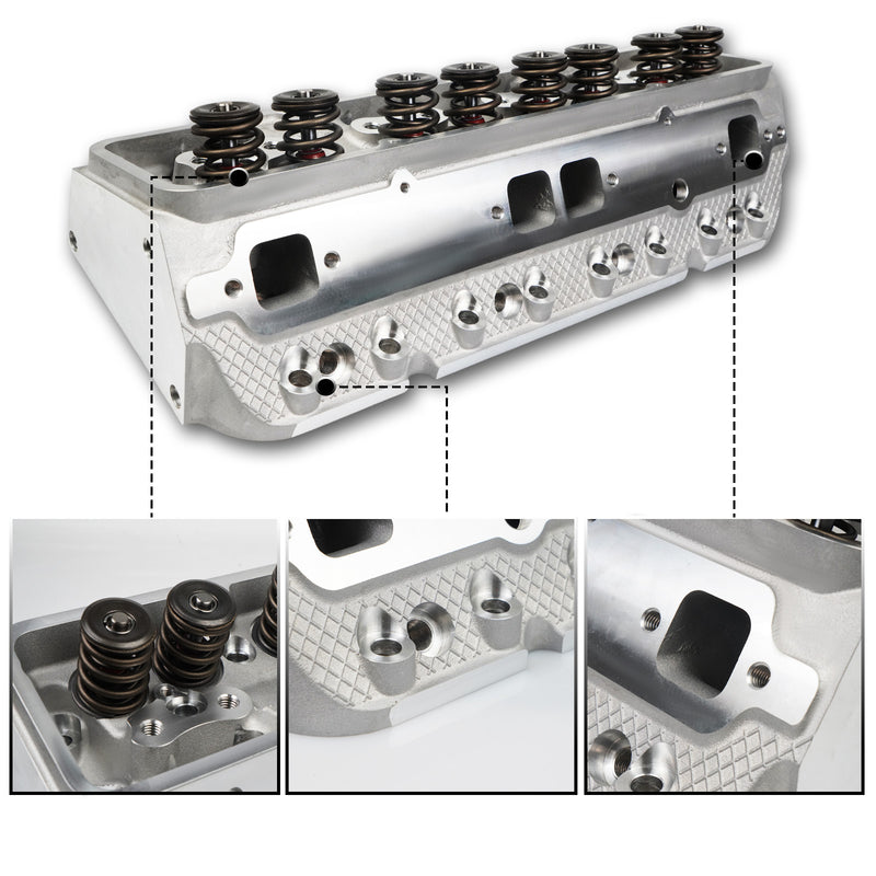 SBC Chevy 350 Aluminum Cylinder Head 190cc 64cc 2.02 1.60 Angle Complete