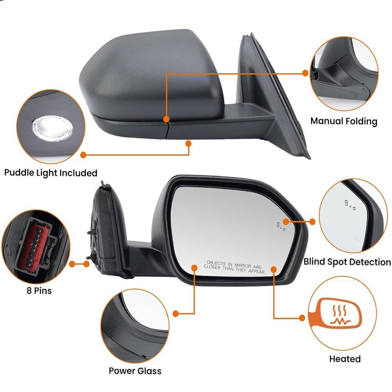 Right Side Mirror Manual Folding Power Heated for Ford Explorer 2020-2023