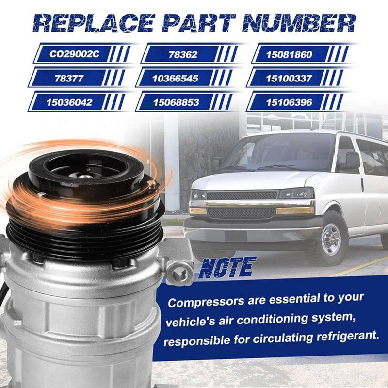 AC Compressor w/ Clutch for Cadillac Chevy GMC Hummer 4.8 5.3 5.7L 2000-2014