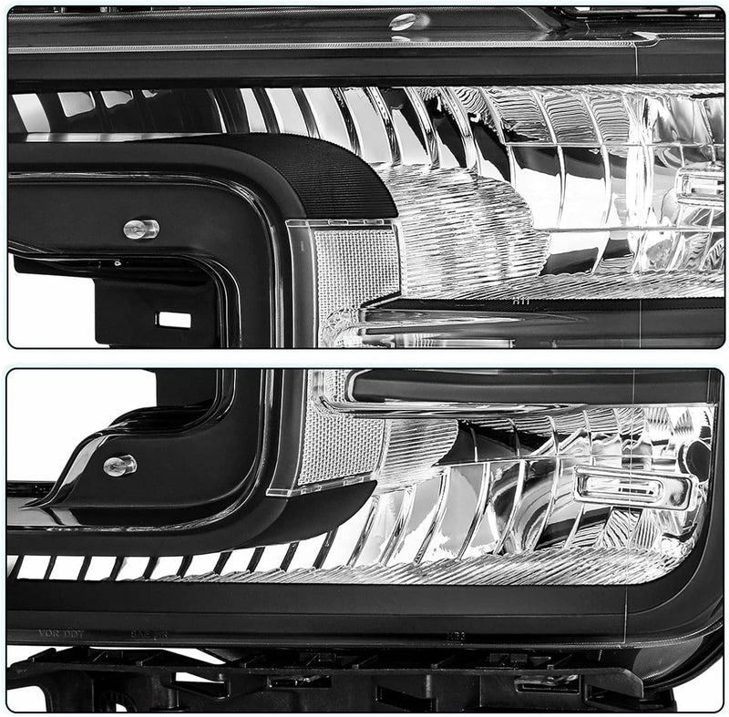 Halogen Headlights Black Clear Right+Left for 2018-2020 Ford F150