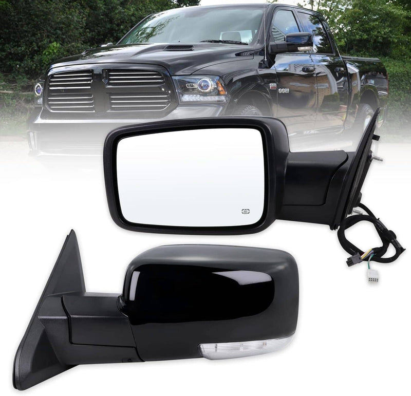 LH RH Mirrors Power Fold Adjust Heated Puddle Light for 2013-2019 Ram 1500
