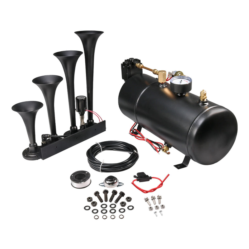 4 Trumpets Train Horn with 1G Air Tank 150psi for Truck Car Pickup