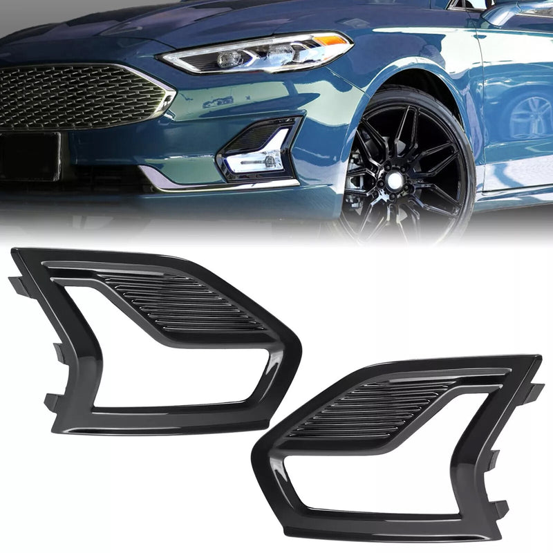 Front Bumper Fog Light Lamp Grille Covers Bezel Trim for Ford Fusion 2019-2020