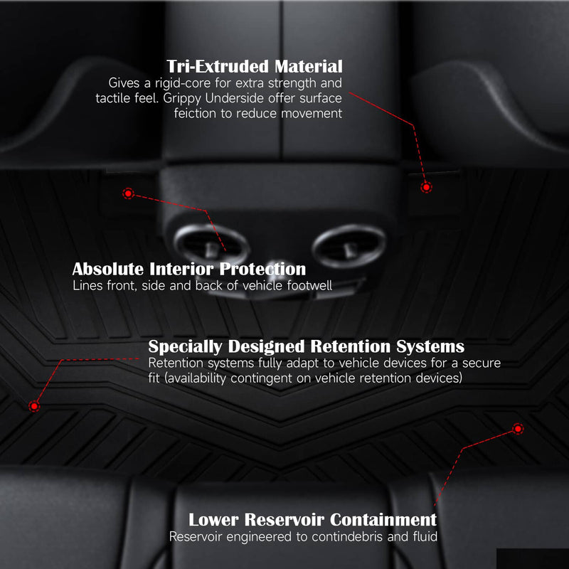 All Weather Floor Liners Mats for Ford F-150 Super Crew Cab TPE Rubber 15-24