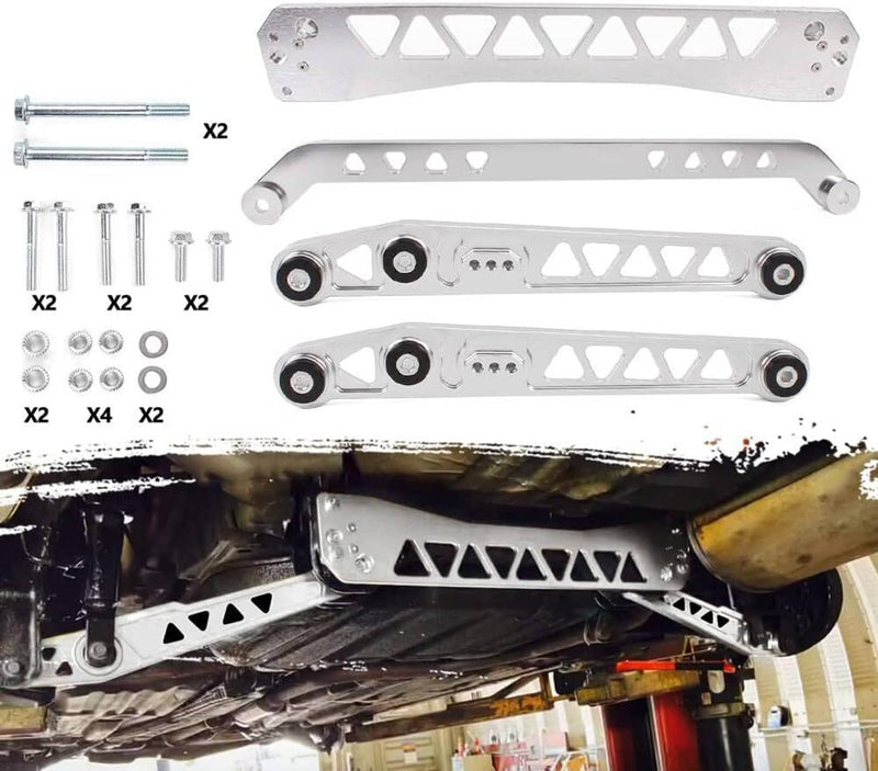 Rear Lower Control Arms Subframe Brace Tie Bar for Honda Civic EK 96-00 Silver