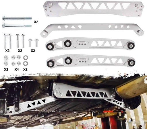 DURAFORCE Rear Lower Control Arms Subframe Brace Tie Bar for Honda Civic EK 96-00 Silver