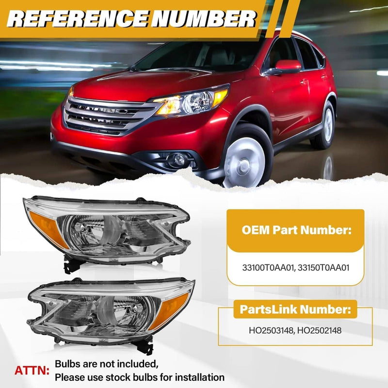 Pair Chrome Amber Corner Headlights for Honda CRV CR-V 2012-2014 Left Right