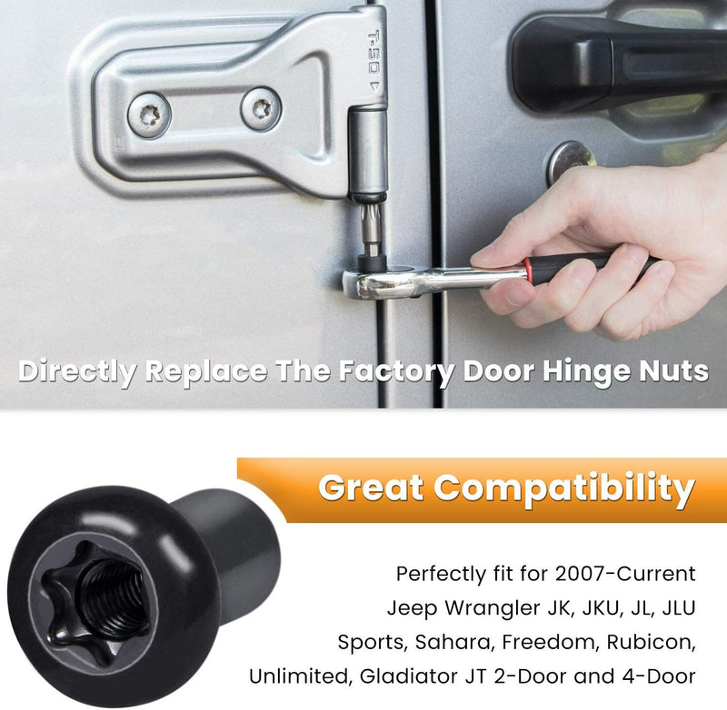 Door Hinge Nuts for Jeep Wrangler JK JL Sports Sahara Freedom Rubicon 2007-2020