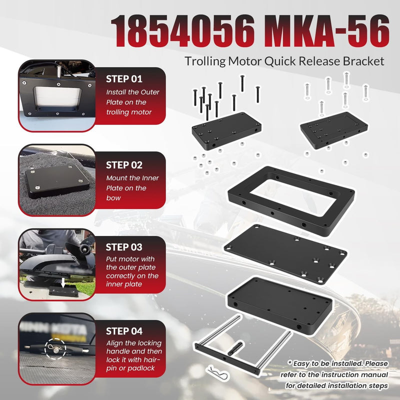 1854056 MKA-56 Quick Release Bracket for Minn Kota Quest Trolling Motor Black