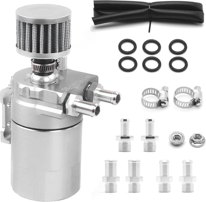 Oil Catch Can Kit Baffled Reservoir Tank with Breather Filter Aluminum