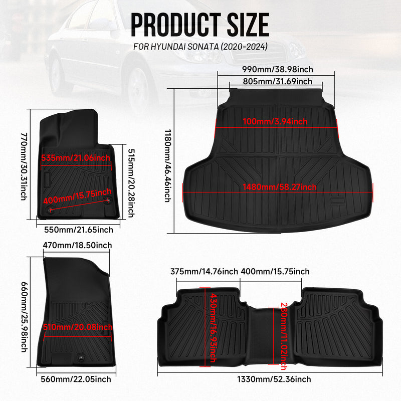 Car Floor Mats for Hyundai Sonata 2020-2024 Kia K5 2021-2025 FWD