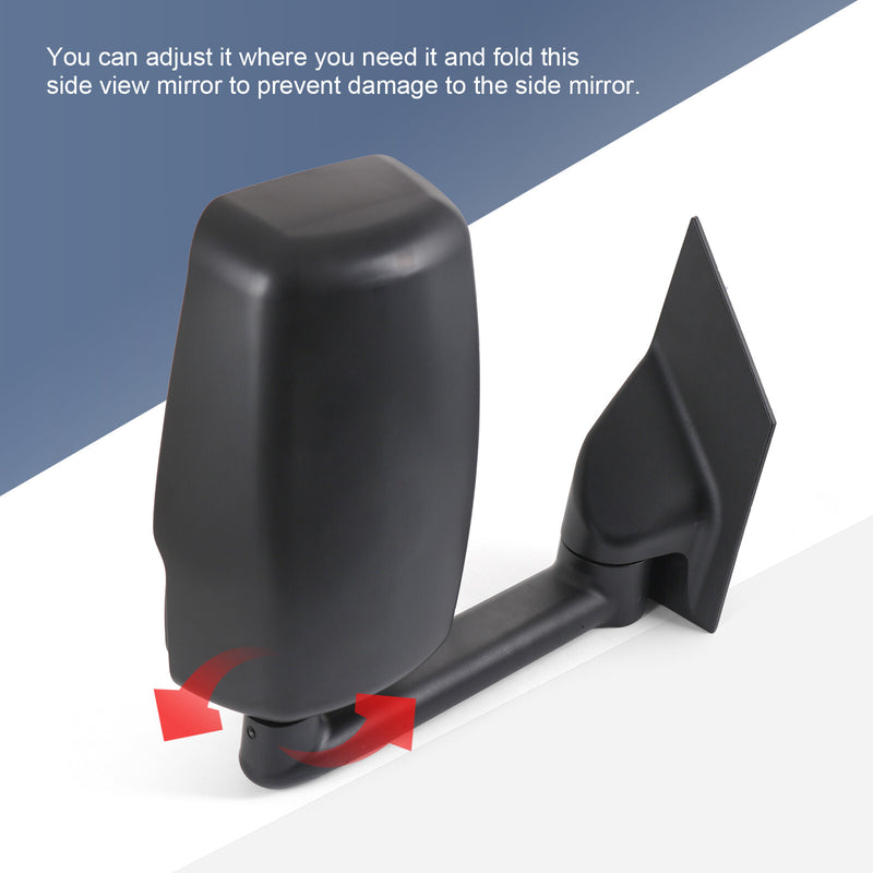LH RH Pair Manual Tow Mirrors for Chevy Express Savana Van Smooth