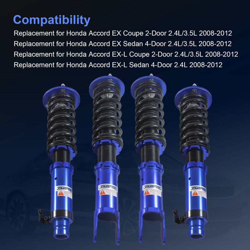 Adjustable 4X Coilovers Struts Shocks Set for Honda Accord 2008-2012 Acura TSX