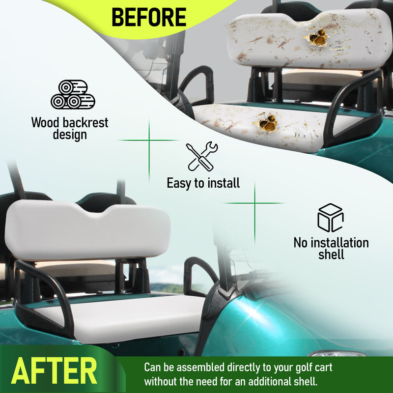 White Front Seat Bottom Cushion Backrest for EZGO RXV 2008-Up Golf Cart