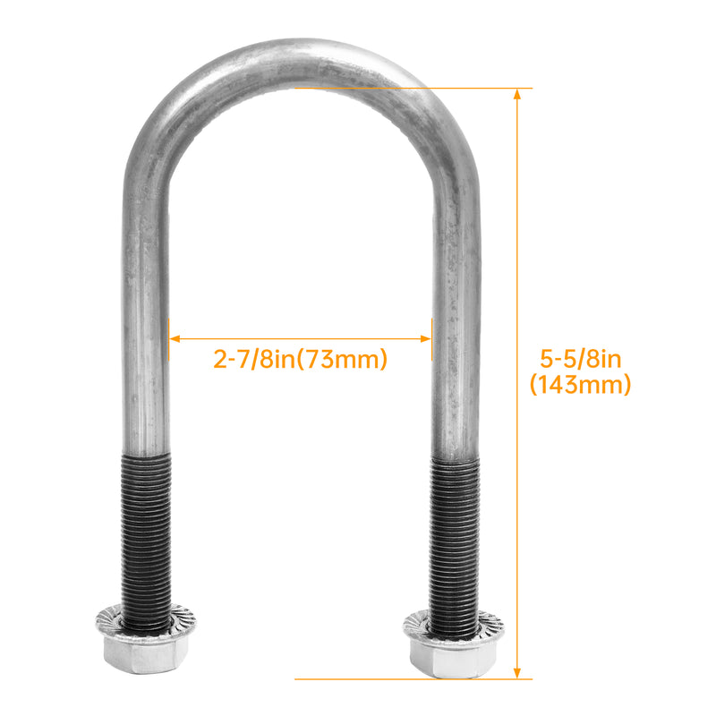 4 PCS Steel Trailer Leaf Spring U-Bolt for 2 Inch Axle Tube 6 Inch Long
