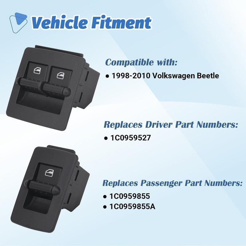 For VW New Beetle 1998 2010 Power Window Master Switch Driver Passenger Pair Set