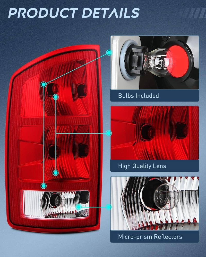 Tail Lights w/Circuit Board for Dodge Ram 1500 2500 3500 Pickup 2002-2006 Pair