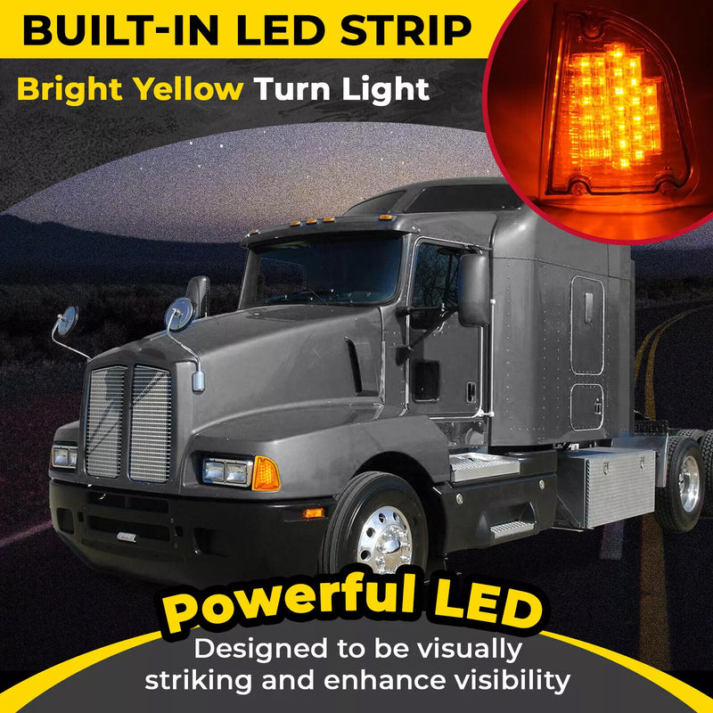 Amber Turn Signal Lights for KW for Kenworth K300 T300 T330 T600 1986-2008 Pair