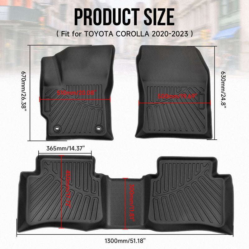 3Pcs Replacement Floor Mats Set for Toyota Corolla Sedan 2020-2026 3D Molded