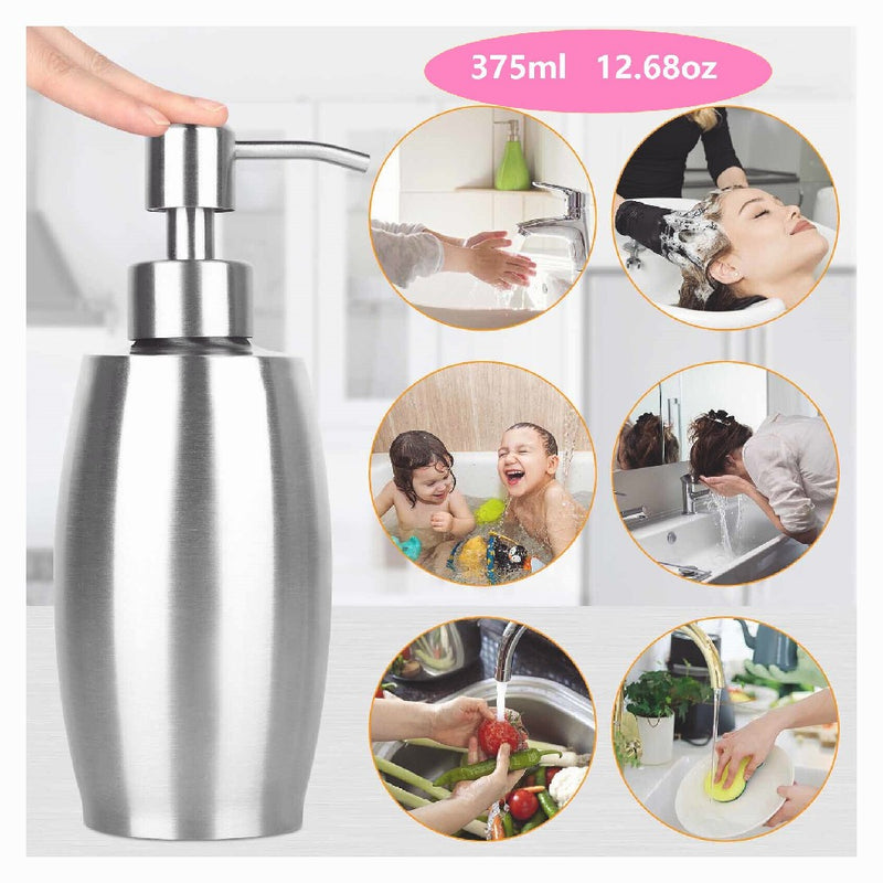 Stainless Steel Pump Lotion Soap Dispenser 13 Oz for Bathroom Kitchen